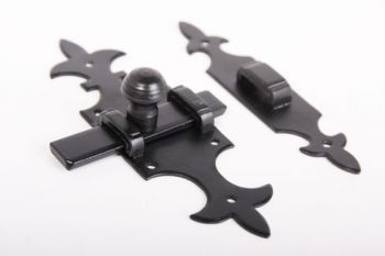Schuif Franse lelie zwart 140mm met aanslagbeugeltje