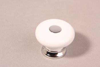 Knop wit met chroom 37mm