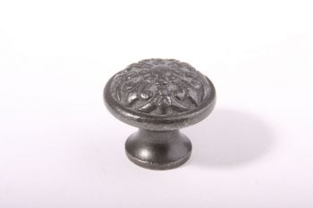 Ronde klassieke knop van gietijzer Franse lelie 32mm Grijs-tinkleur
