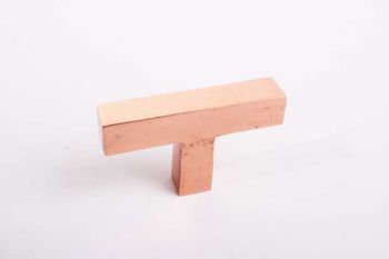 Industriële knop vierkant blinkend rood koper 54mm T-knop