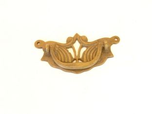 Greep Jugendstil met trekker klassiek brons antiek of messing polijst 90mm