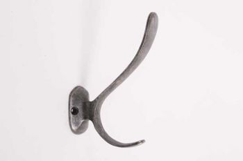 Kapstokhaak met dubbele jashaak zilver antiek 100mm