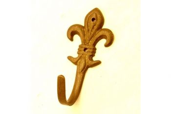 Kapstokhaak Franse lelie Brons antiek 70mm