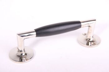Greep met vast voetje 150mm blinkend nikkel met zwart ebbenhout