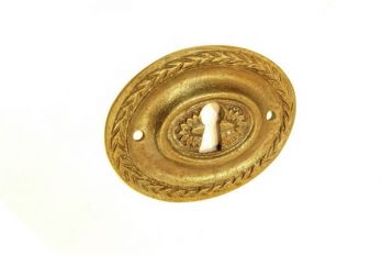 Klassieke sleutelplaat ovaal brons antiek voor lades 53mm horizontaal