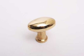 Knop ovaal voor meubel en keuken messing polijst 41mm