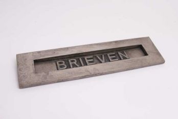 Brievenbus groot tochtklep geveerd zilver antiek brieven