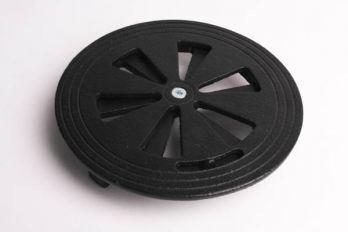 Afsluitbaar rooster gietijzer zwart, roest of tinkleur rond 148mm