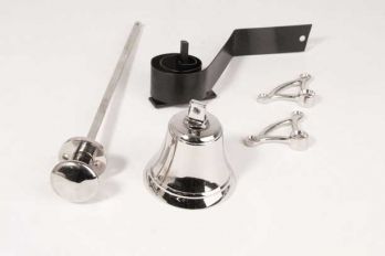 Traditionele trekbel blinkend chroom met ronde, platte knop en ronde rozet