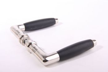 Deurkruk (paar) ton-model nikkel/ebben-hout zonder rozetten