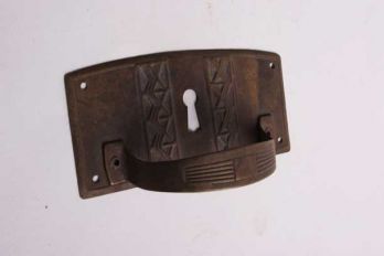 Ladegreep dun brons antiek messing met sleutelgat 100mm