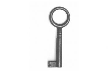 Ronde, klassieke sleutel voor meubelslot brons antiek gat 40mm