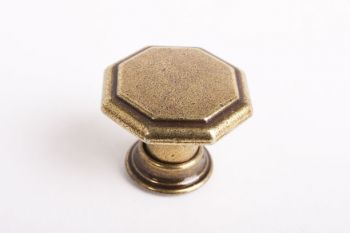 Knop achtkantig brons antiek 31mm (zamac)