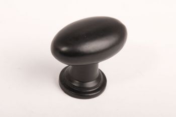 Ovale knop zwart of roest met voetje 41mm