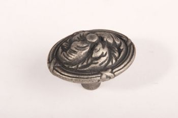 Ovale knop klassiek zilver antiek met motief 47mm