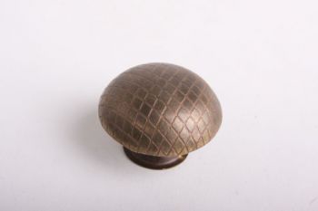 Knop brons antiek of messing polijst 38mm met ruitjes