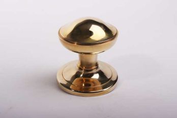 Deurknop voordeur messing polijst rond 73mm