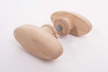 Beukenhouten deurkrukken model bedstee ovaal 96mm per paar