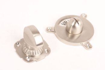 WC sluiting met ribbel rozet vrij bezet zwart wit - geborsteld nikkel platte knop