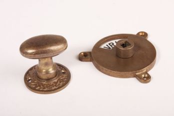 WC sluiting brons antiek kleine ovale knop + rozet 738 zwart/wit