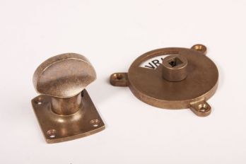 WC sluiting brons antiek kleine ovale knop + rozet 854 zwart/wit